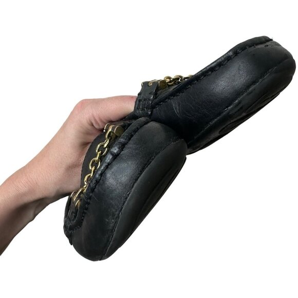 Lauren Ralph Lauren Women's Cayla Slip-On Loafers Leather Black Gold Chain 9.5 - Picture 6 of 8
